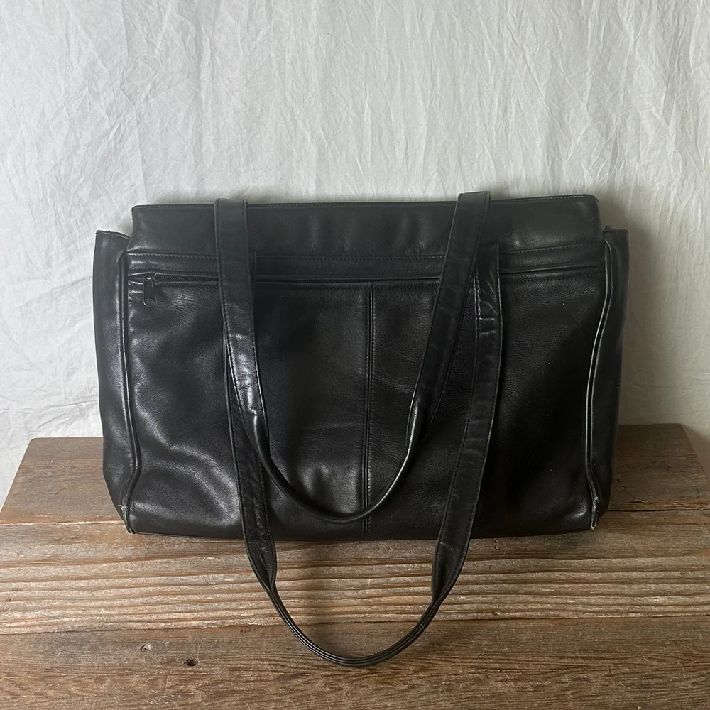 Tignanello Classic Black Leather Shoulder Bag